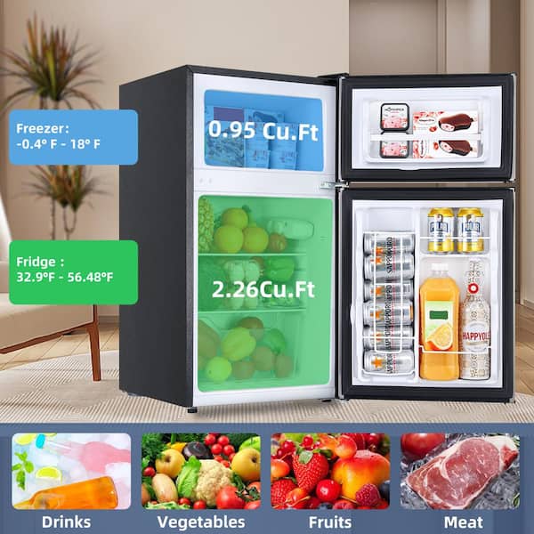 Jeremy Cass 19.68 in. 3.2 Cu. ft. 2-Door Mini Refrigerator in Silver with Freezer, Reversible Door, R-Silver