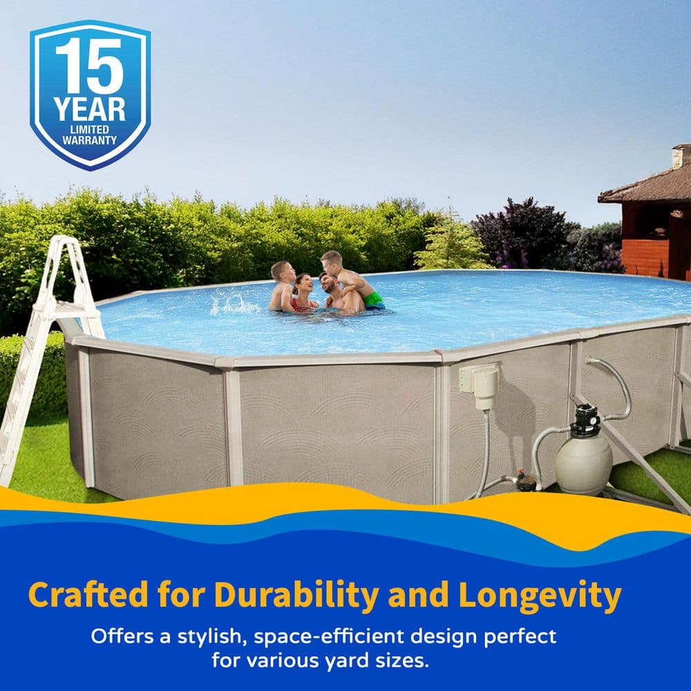Belize 12' x 24' Oval Steel Wall Pool Package with Filter and Pump