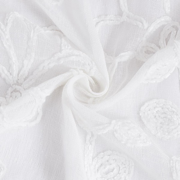 Dainty Home Rita 70 In X 72 White, Rita 70 X 72 Chenille Embroidered Shower Curtain