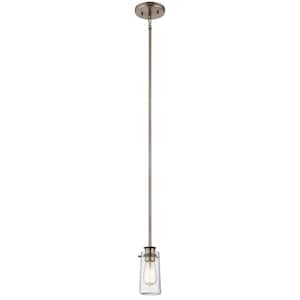 Braelyn 1-Light Classic Pewter Vintage Industrial Shaded Kitchen Mini Pendant Hanging Light with Clear Seeded Glass