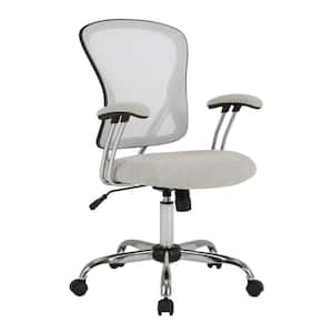 Gianna Fabric Adjustable Height with White Mesh Back Task Chair in Stone