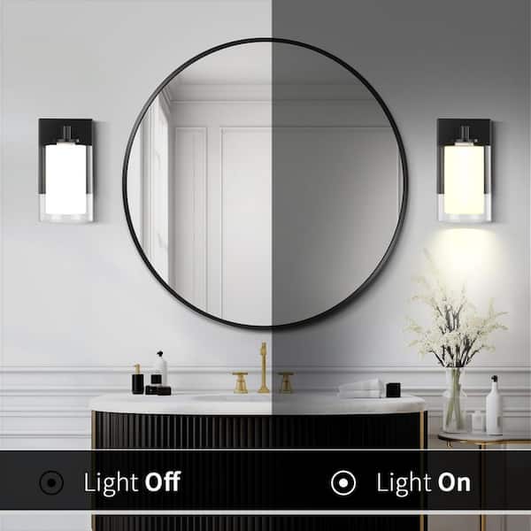 5 in. W 2-Lighs Black Wall Sconce with Double Clear Glass Shade, Vanity Light for Bathroom, E26, No Bulbs Included
