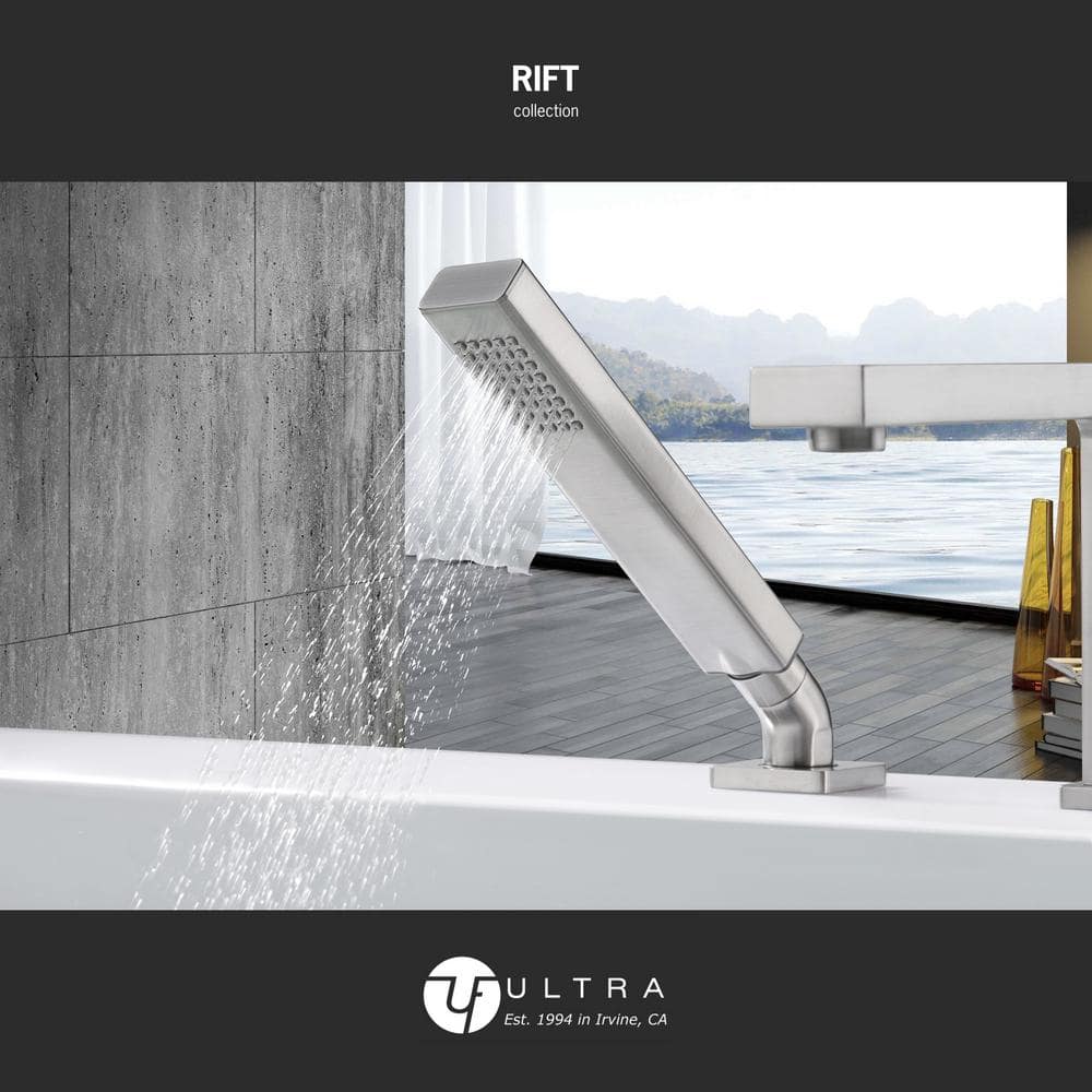 Brushed Nickel Single Handle Deck-Mounted Tub Faucet with Hand Shower