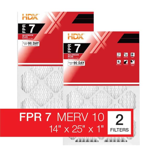 14 in. x 25 in. x 1 in. Allergen Plus Pleated Air Filter FPR 7, MERV 10 (2-Pack)