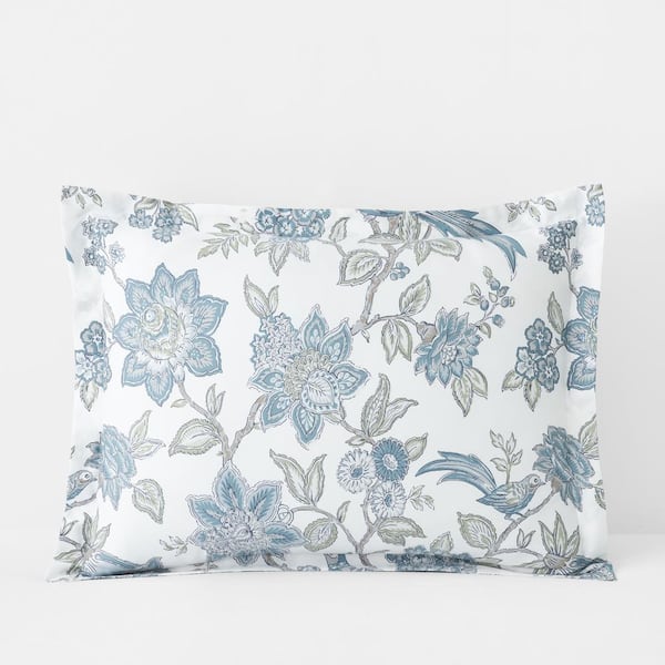 The Company Store Legends Hotel Blue/Ivory Sonita Sateen Standard Sham