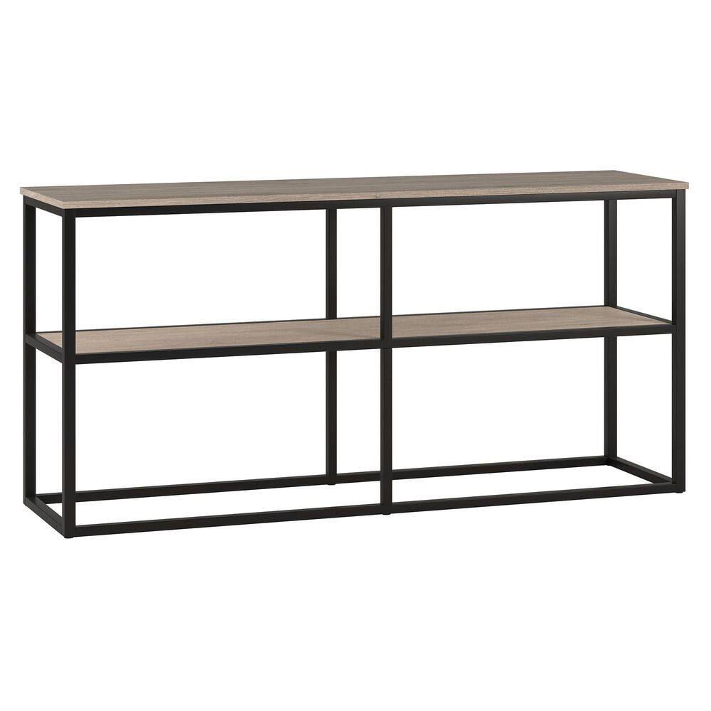 Antiqued Gray Oak and Blackened Bronze 70-inch Transitional TV Stand