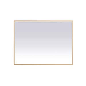 Timeless Home 48 in. W x 36 in. H Modern Rectangular Aluminum Framed LED Wall Bathroom Vanity Mirror in Brass