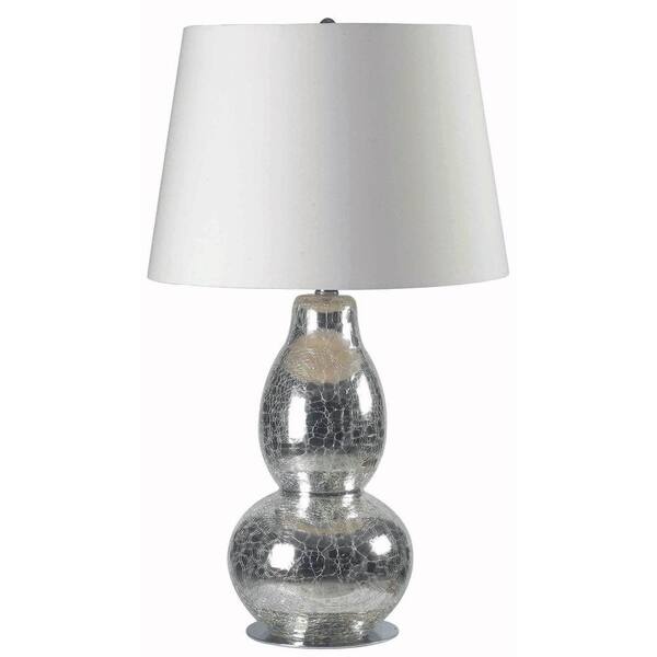 Kenroy Home Mercurio 28 in. Cracked Chrome Glass Table Lamp