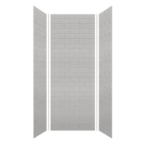 SaraMar 36 in. x 36 in. x 96 in. 3-Piece Easy Up Adhesive Alcove Shower Wall Surround in Grey Beach