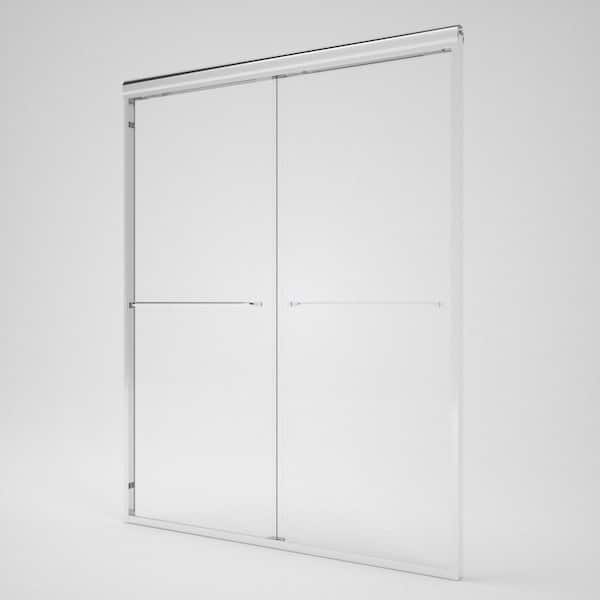 Sylanor Shine 56-60 in. W x 72 in. H Semi-Frameless Sliding Shower Door in Chrome with 5/16 in. Clear Tempered Glass
