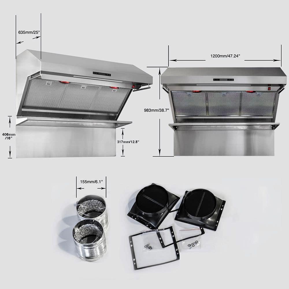 Savona 48" Stainless Steel Wall Mount Range Hood with Hybrid Filters