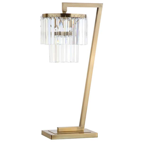 SAFAVIEH Callum 30 in. Brass Gold/Clear Table Lamp with Crystal Shade