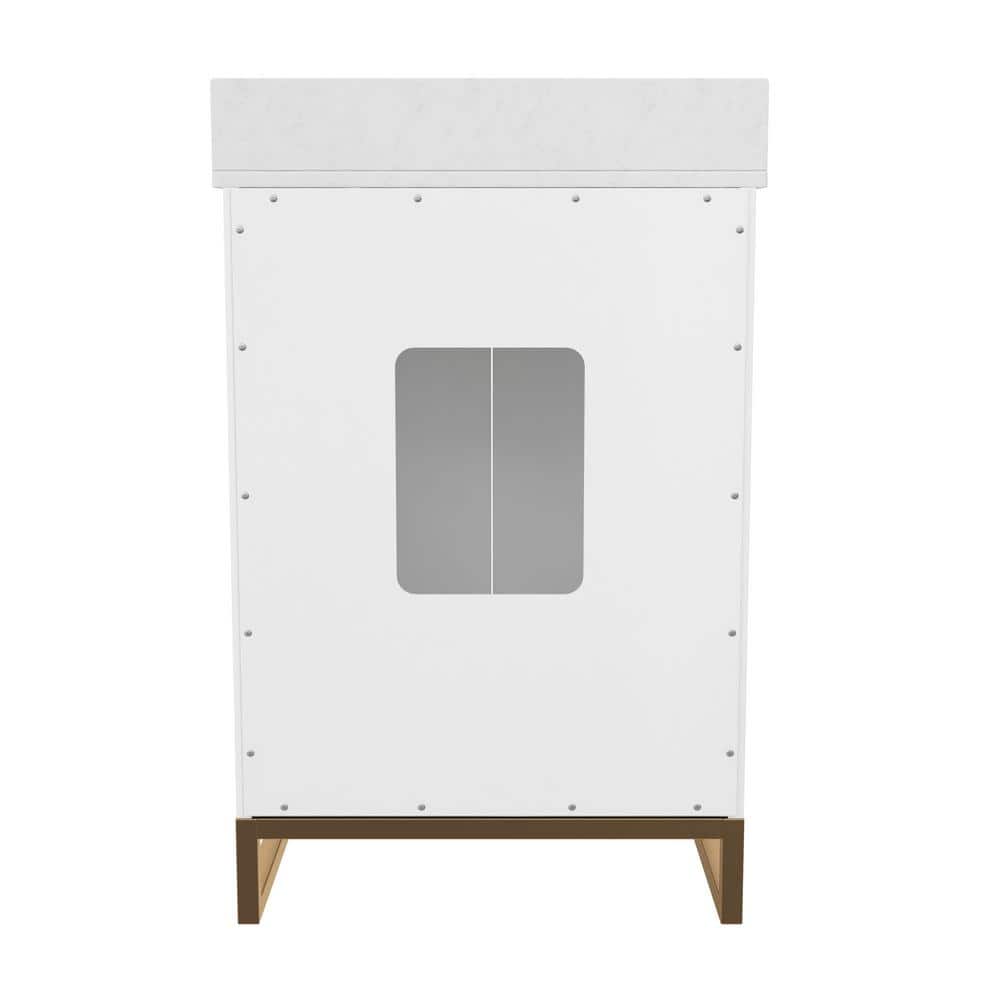 Leona 24" White and Gold Freestanding Bathroom Vanity