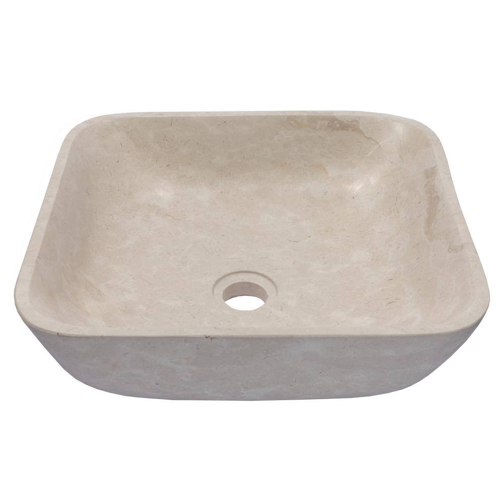 Creamy White Marble Square Bathroom Vessel Sink