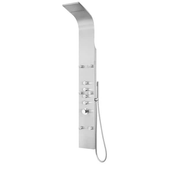 A&E Nilus 6-Jet Shower System with Hand-Shower in Brushed/Stainless Steel