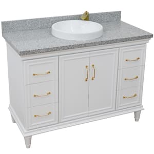 49 in. W x 22 in. D Single Bath Vanity in White with Granite Vanity Top in Gray with White Round Basin