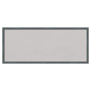 Dixie Blue Grey Rustic Narrow Wood Framed Grey Corkboard 31 in. x 13 in. Bulletin Board Memo Board