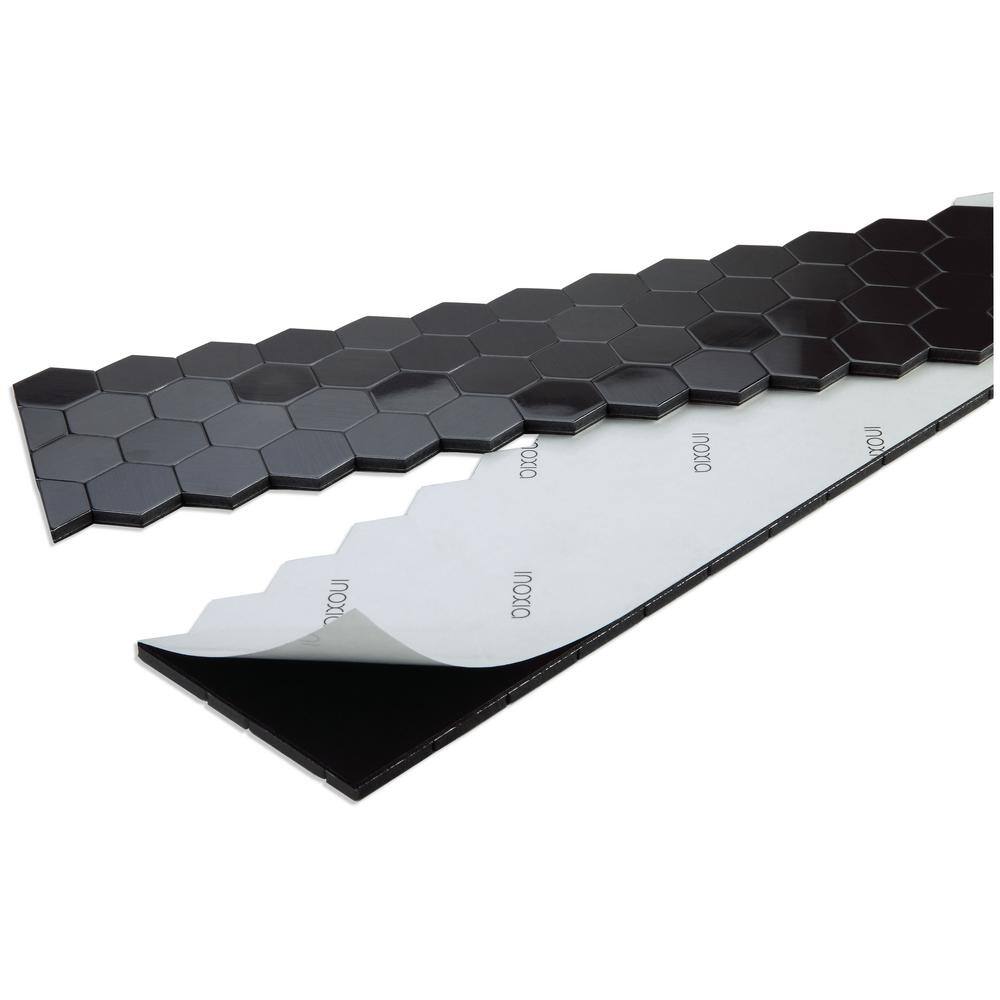 30'' Black Metal Peel and Stick Hexagon Backsplash Panel