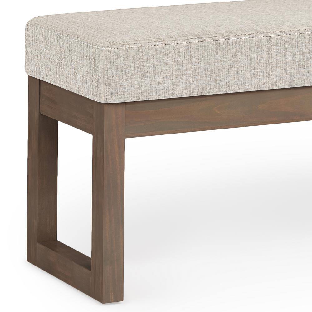 Platinum Tweed Fabric Large Footstool with Driftwood Base