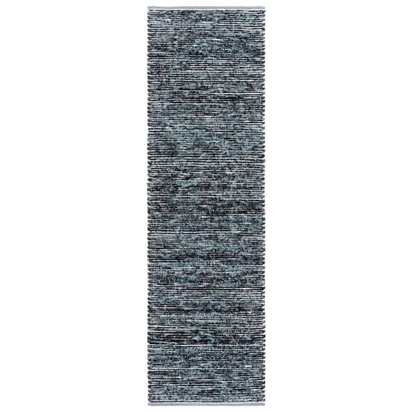 Cape Cod 2 ft. x 8 ft. Light Blue/Black Distressed Gradient Runner Rug
