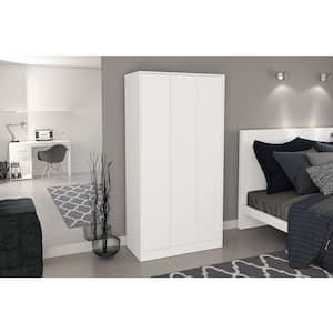 Denmark White Engineered Wood 36 in. Wardrobe with 3-Drawers