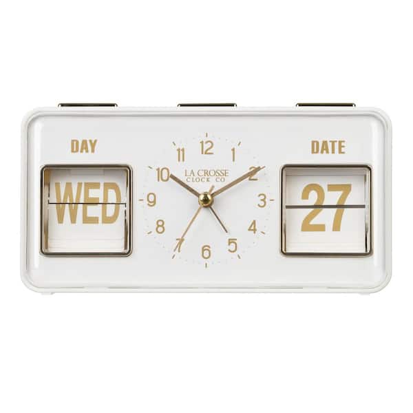La Crosse Clock Daily Flip White Tabletop Alarm Clock with
