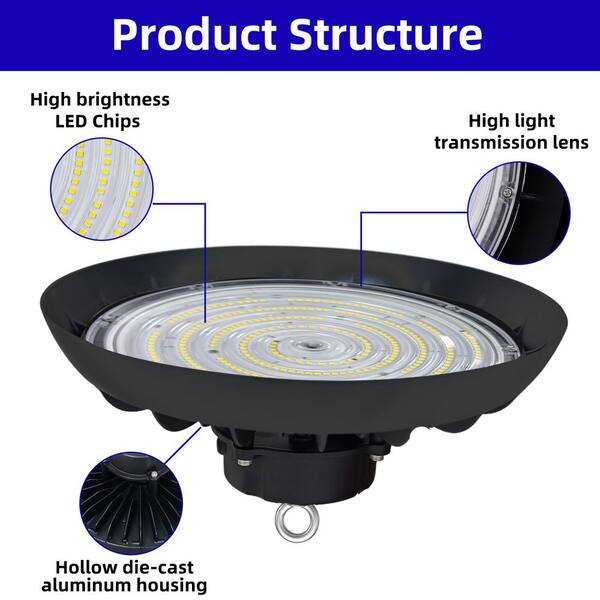 WYZM 11 in. 450-Watt Equivalent Integrated LED Black UFO High Bay