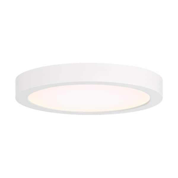 Savoy House 7 in. 15-Watt Modern White Integrated LED Flush Mount with Clear Shade
