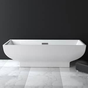 Victoria 70 in. Acrylic Flatbottom Freestanding Soaking Non-Whirlpool Bathtub in Glossy White