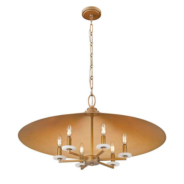 Unbranded - Rialto 32 in. Signature Gold 6 Light Pendant with Signature Gold Steel Shade