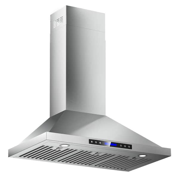 36 in. 400 CFM Convertible Wall Mount Range Hood with Remote, Touch Control LCD, Long-term Warranty in Stainless Steel