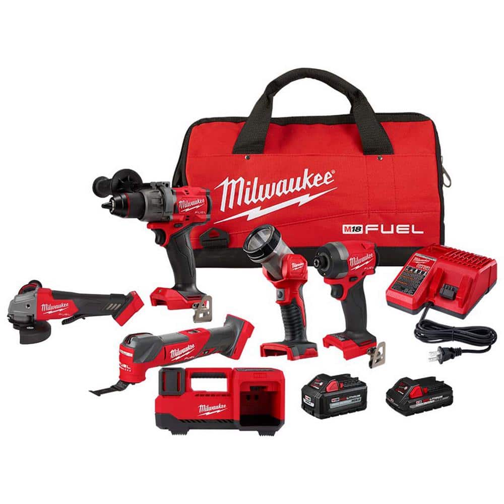 Milwaukee M18 FUEL 18-Volt Lithium-Ion Brushless Cordless Combo Kit (4-Tool) with 4-1/2 in. Grinder and Inflator