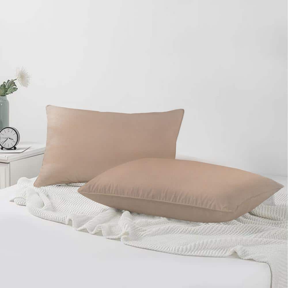 Khaki Velvet 12"x20" Throw Pillow Covers with Hidden Zipper
