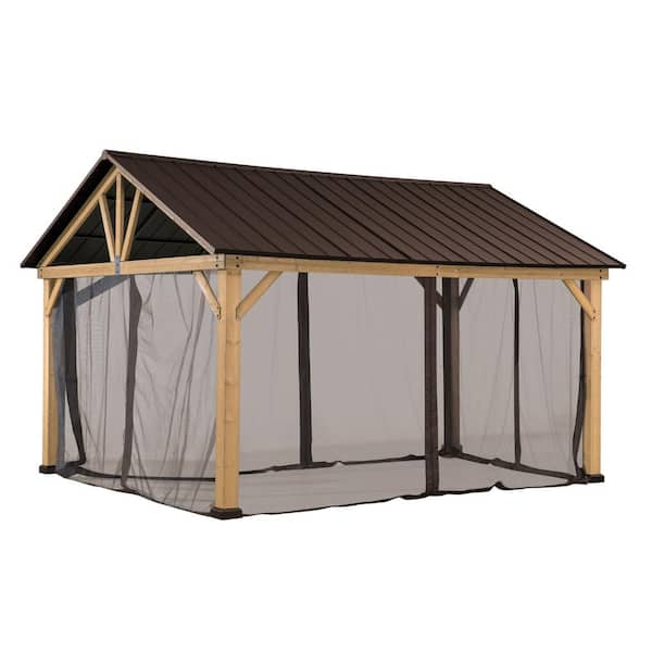 Original Manufacturer Sunjoy Universal Replacement Netting Tube and Mosquito Netting for 11x13 Wood Gazebo with Gable Hardtop