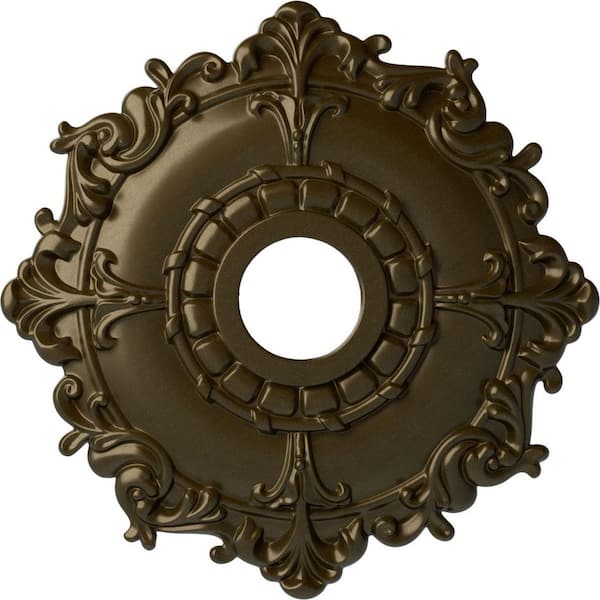 Ekena Millwork 18" x 3-1/2" ID x 1-1/2" Riley Urethane Ceiling Medallion (Fits Canopies upto 4-5/8"), Brass
