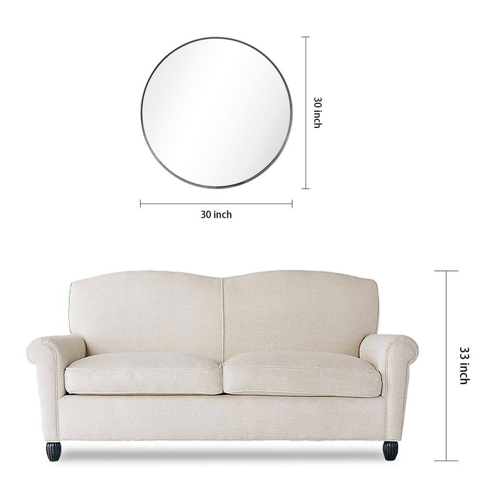 30" Round Silver Stainless Steel Bathroom Wall Mirror