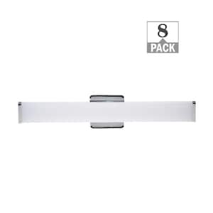 24 in. Chrome LED Vanity Light Bar Selectable Warm White to Daylight Bathroom Lighting 120-277v 1650 Lumens (8-Pack)