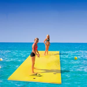 Yellow 10 x 6 ft. Vinyl Foam Pad Floating Floats 3-Layer XPE Water Pad For Adults Outdoor Water Activities
