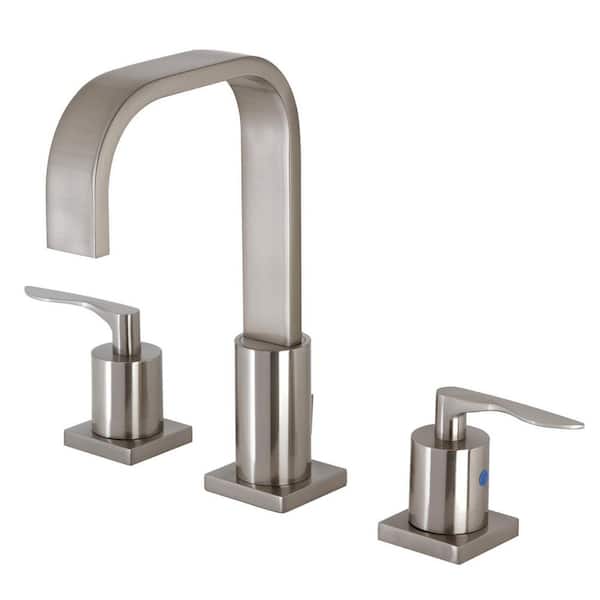 Kingston Brass Serena 2-Handle High Arc 8 in. Widespread Bathroom Faucets with Plastic Pop-Up in Brushed Nickel