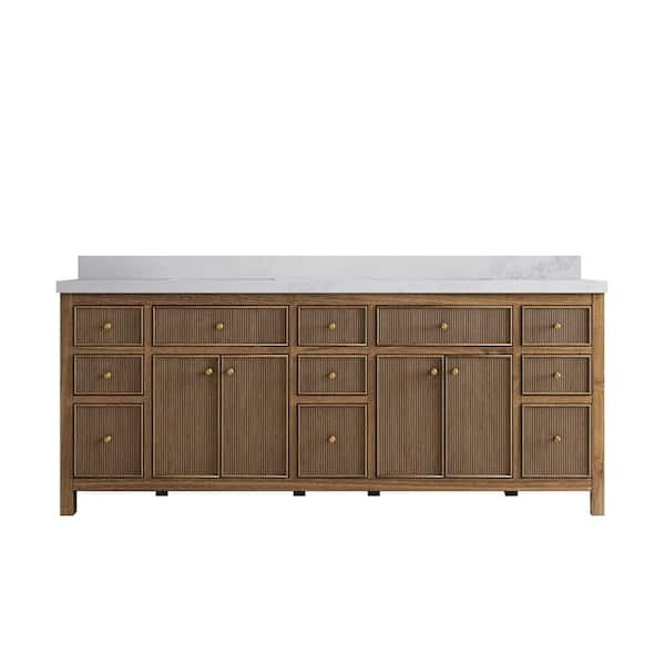 Sonoma Solid Teak 84 in. W x 22 in. D Double Sink Bathroom Vanity with  Countertop