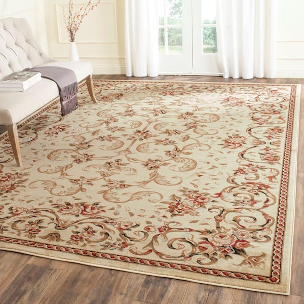 Lyndhurst Ivory 8 ft. x 11 ft. Border Floral Area Rug