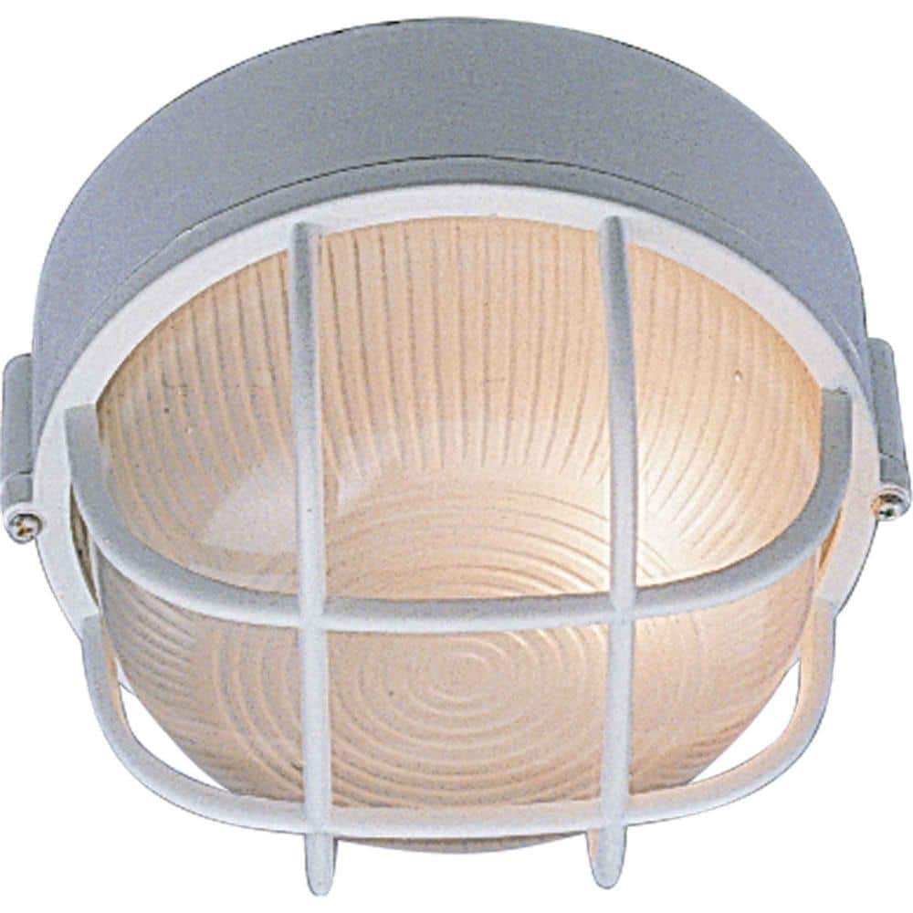 Luminous White Aluminum 7.5" Outdoor Bulkhead Light with Frosted Glass