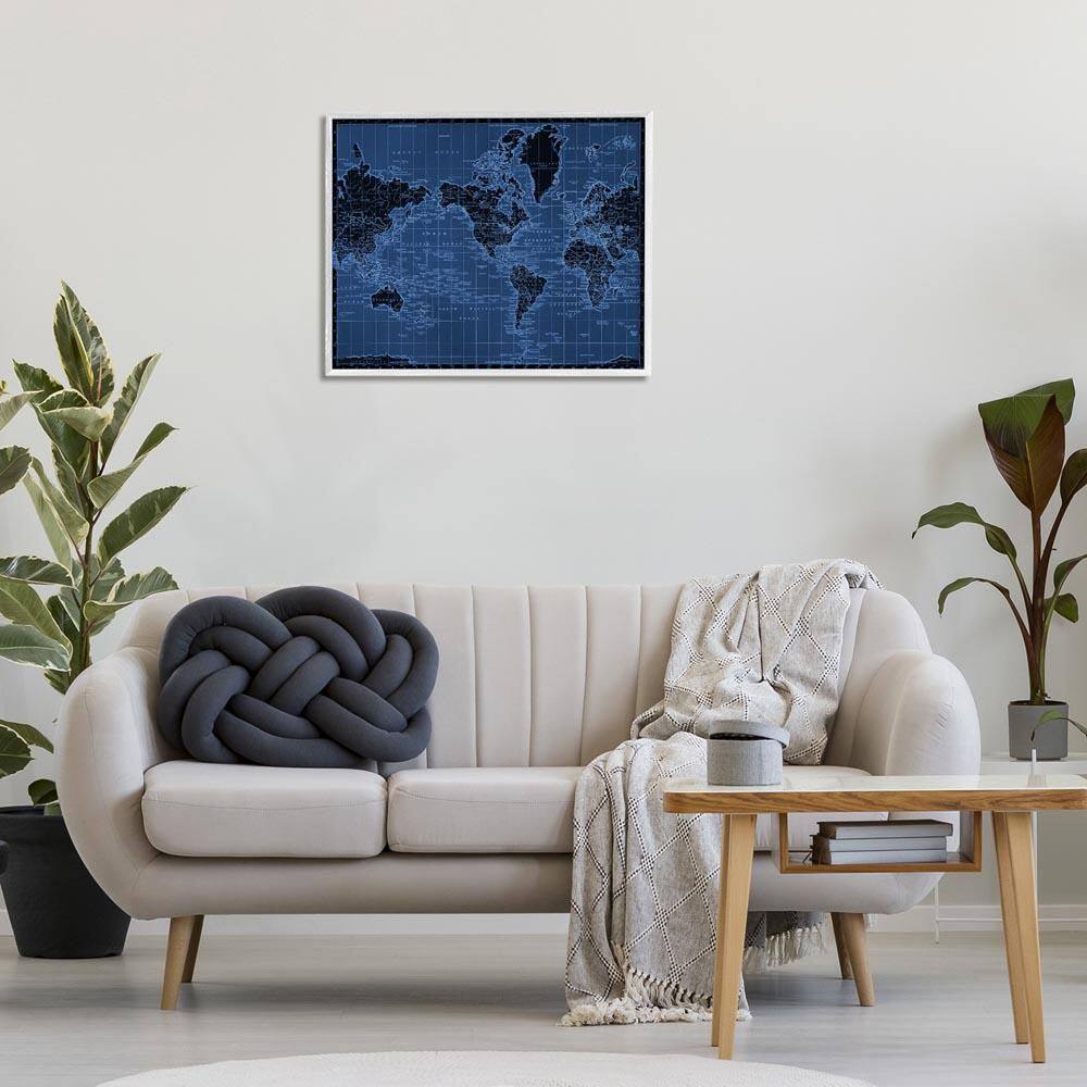 Blue Toned World Map by Phillipa Katz White Framed Abstract Giclee Art Print 24 in. x 30 in. price history on PriceWatchPro