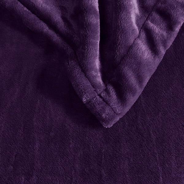 80 in. x 84 in. Heated Plush Purple Full Blanket