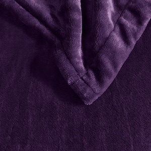 84 in. x 90 in. Heated Plush Purple Queen Blanket