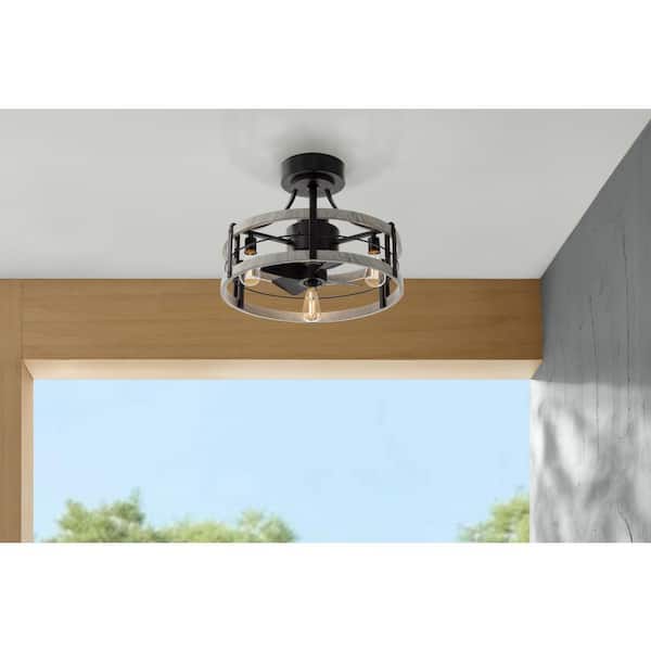 Hilna 22 in. 3 Dimmable LED Bulbs Indoor/Covered Outdoor Black Ceiling Fan with Remote Included