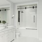 Elan 56 to 60 in. W x 66 in. H Sliding Frameless Tub Door in Matte Black with Clear Glass