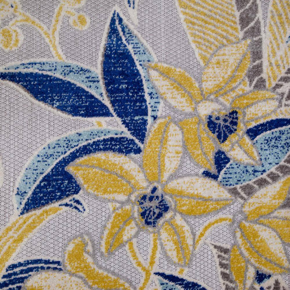 Blue Floral 3' x 5' Reversible Synthetic Area Rug