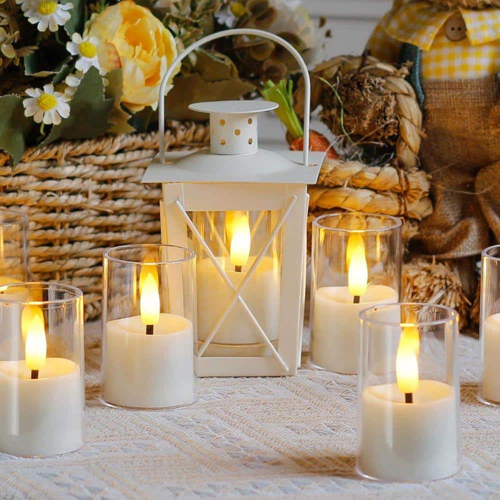 White Acrylic Battery Operated Votive with Remote Control and Timer, Flameless Candles (Set of 8) DA8TMV