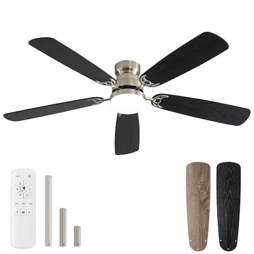 42 in. Indoor Integrated LED Low Profile Nickel Ceiling Fan with Light Kit and Remote, Reversible DC Motor Included Ceiling Fans With Lights